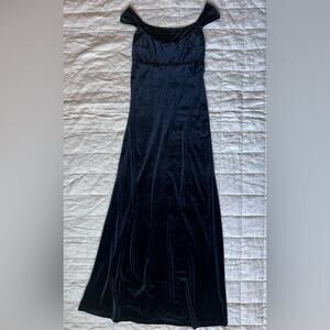 Vintage Jessica McClintock Bridal Black Velvet Babydoll Maxi Dress Romantic-4